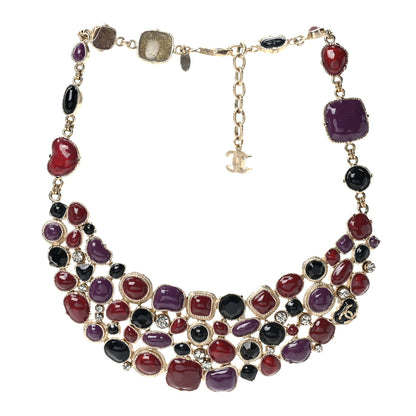 Chanel Crystal Bead Gripoix Poured Glass CC Necklace Multicolor 1 of 5