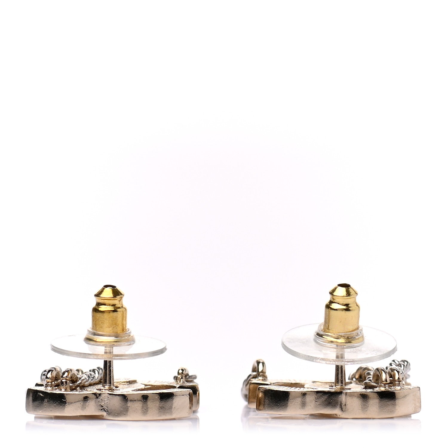 Chanel Crystal Chain CC Earrings Gold 3 of 4