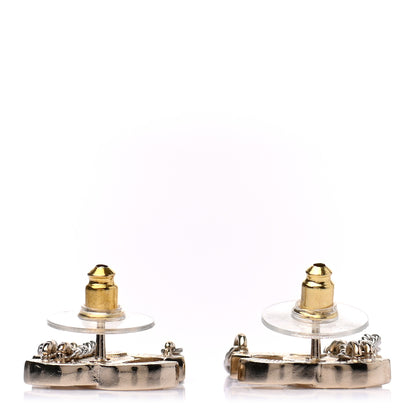 Chanel Crystal Chain CC Earrings Gold 3 of 4
