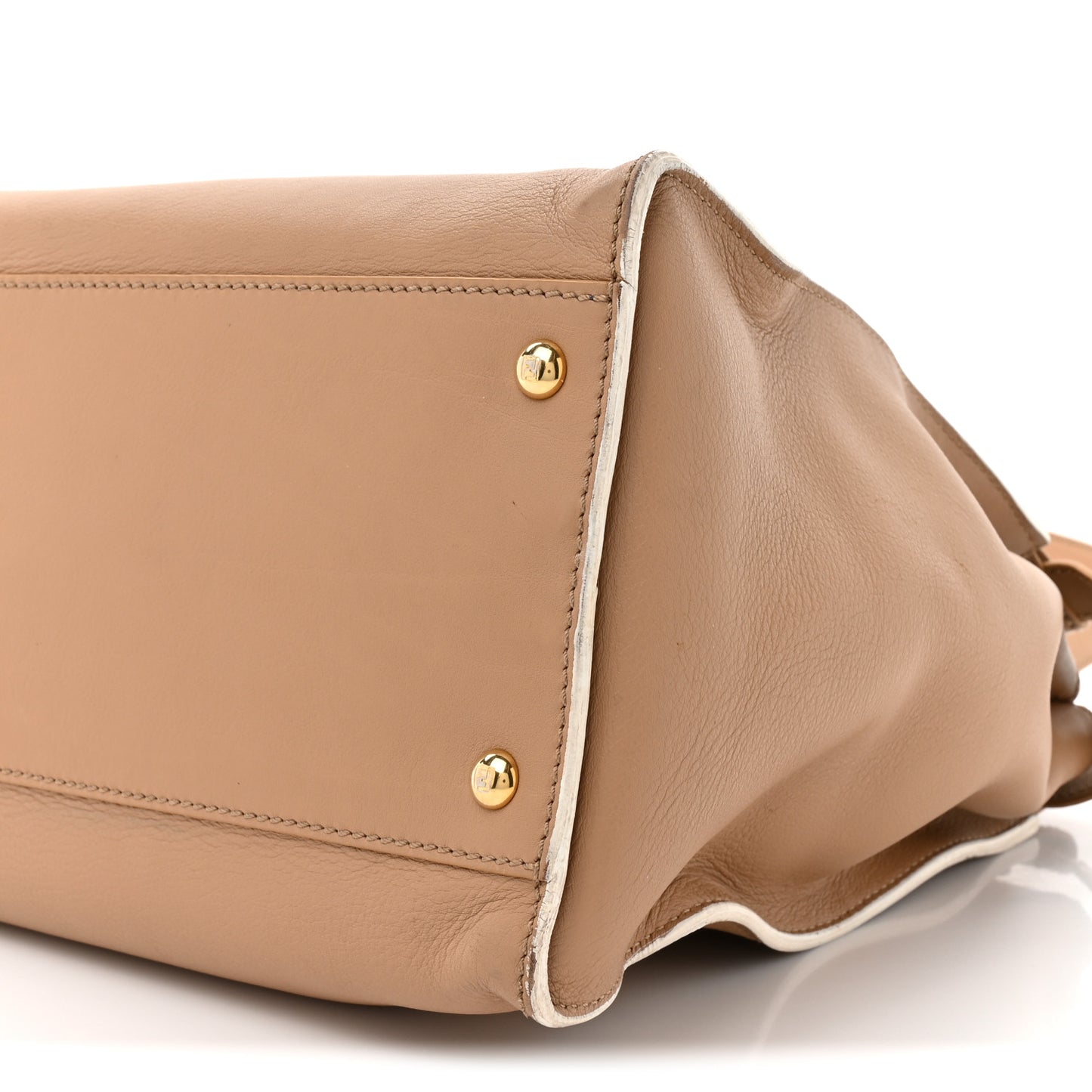 Vitello Seta Burro Large Peekaboo Iconic Satchel Cuoio Cobalto