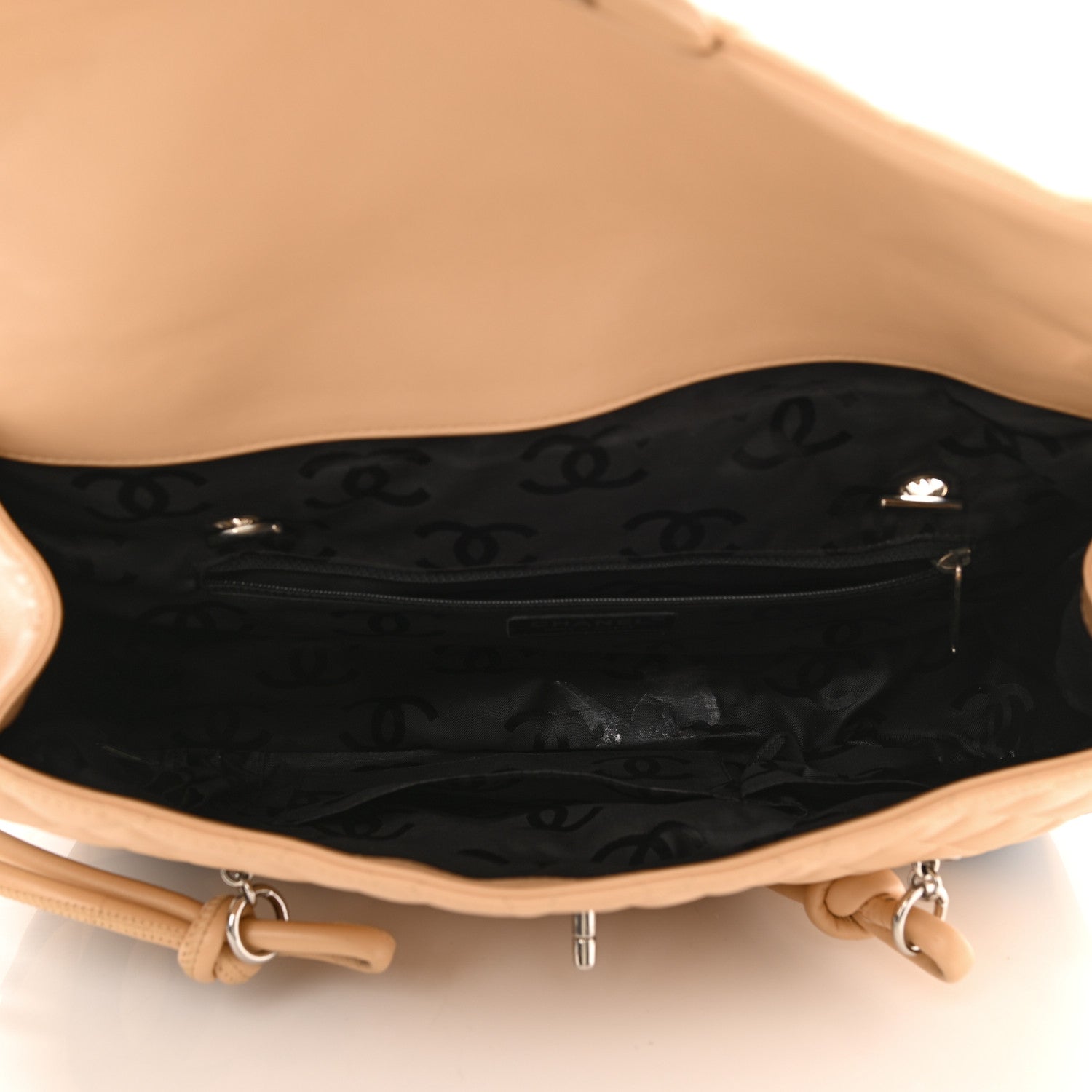 Chanel Calfskin Quilted Large Cambon Flap Beige Black 5 of 13