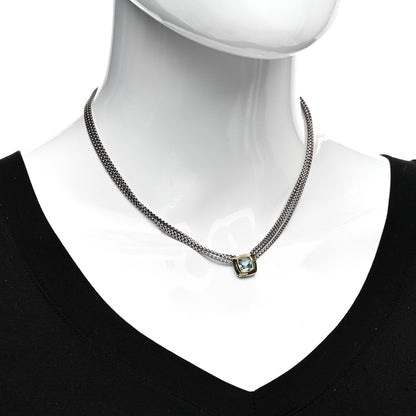 David Yurman Sterling Silver 18K Yellow Gold Blue Topaz Albion Multi-Strand Pendant Necklace 2 of 4