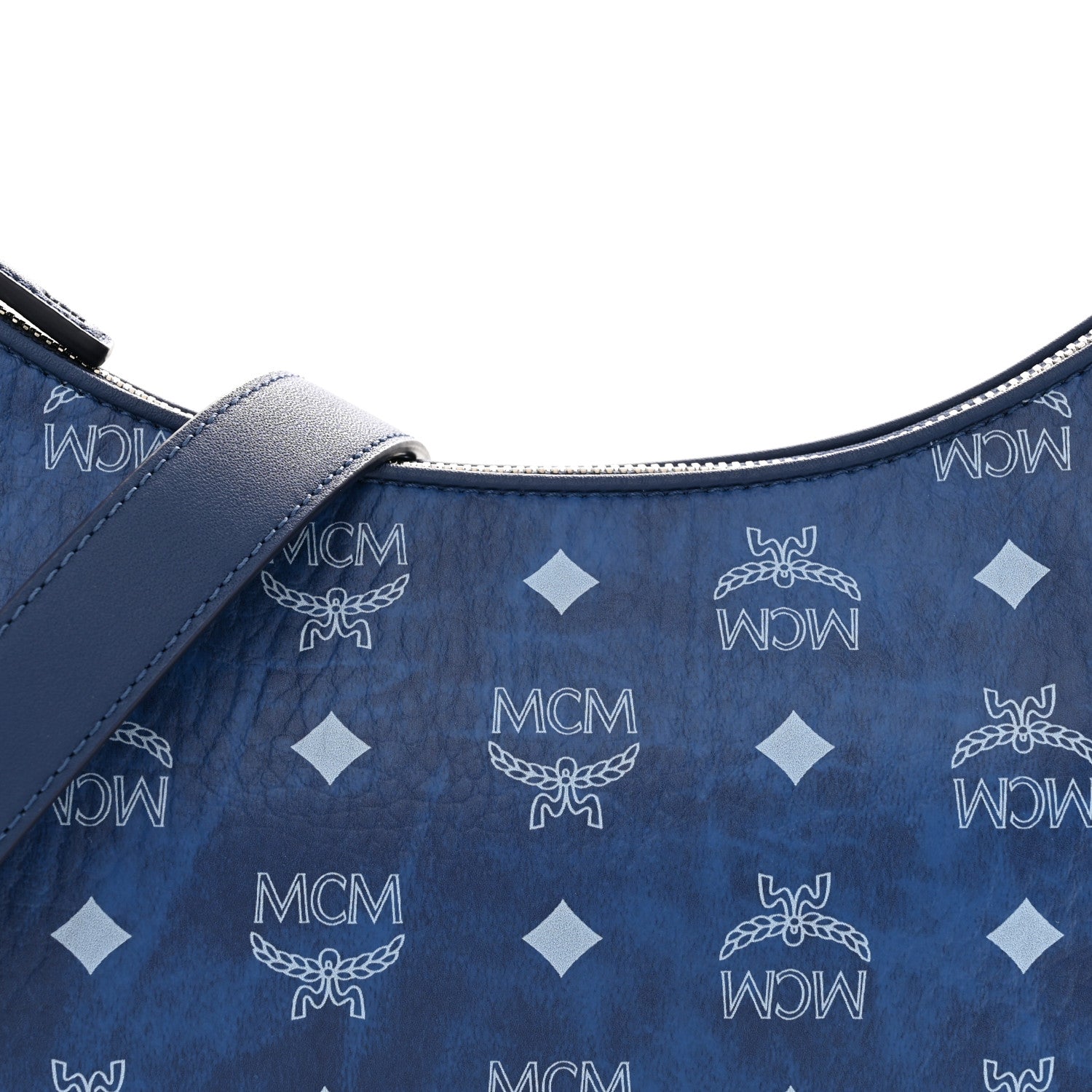 MCM Visetos Aren Hobo Crossbody Bag Blue 7 of 9