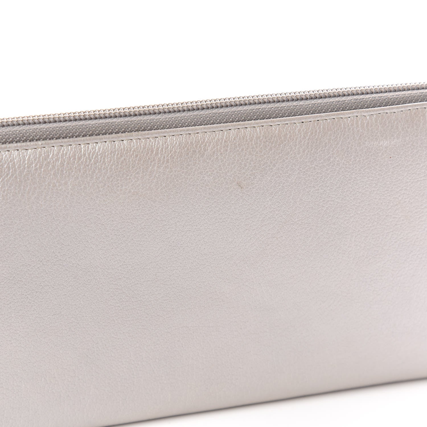 Chanel Goatskin Camellia Embossed Zip Around Wallet Silver 5 of 12