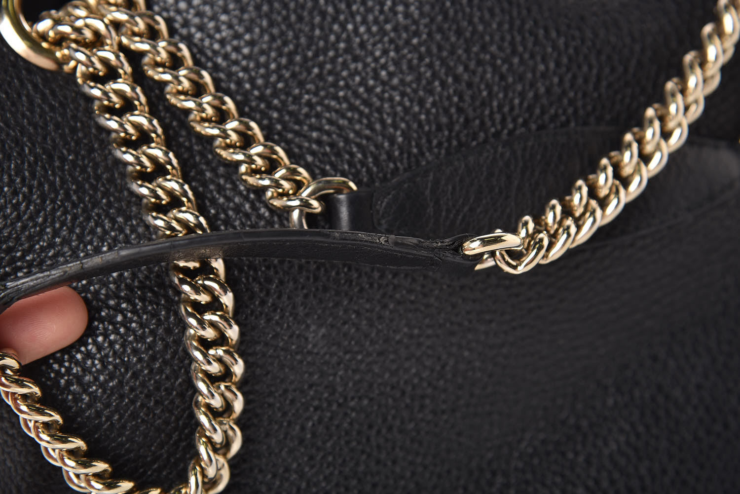 Gucci Pebbled Calfskin Medium Soho Chain Shoulder Bag Black 15 of 16