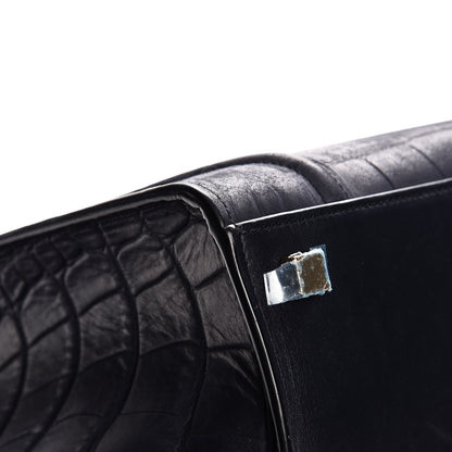 Celine Crocodile Embossed Nubuck Medium Phantom Luggage Navy Blue 14 of 15