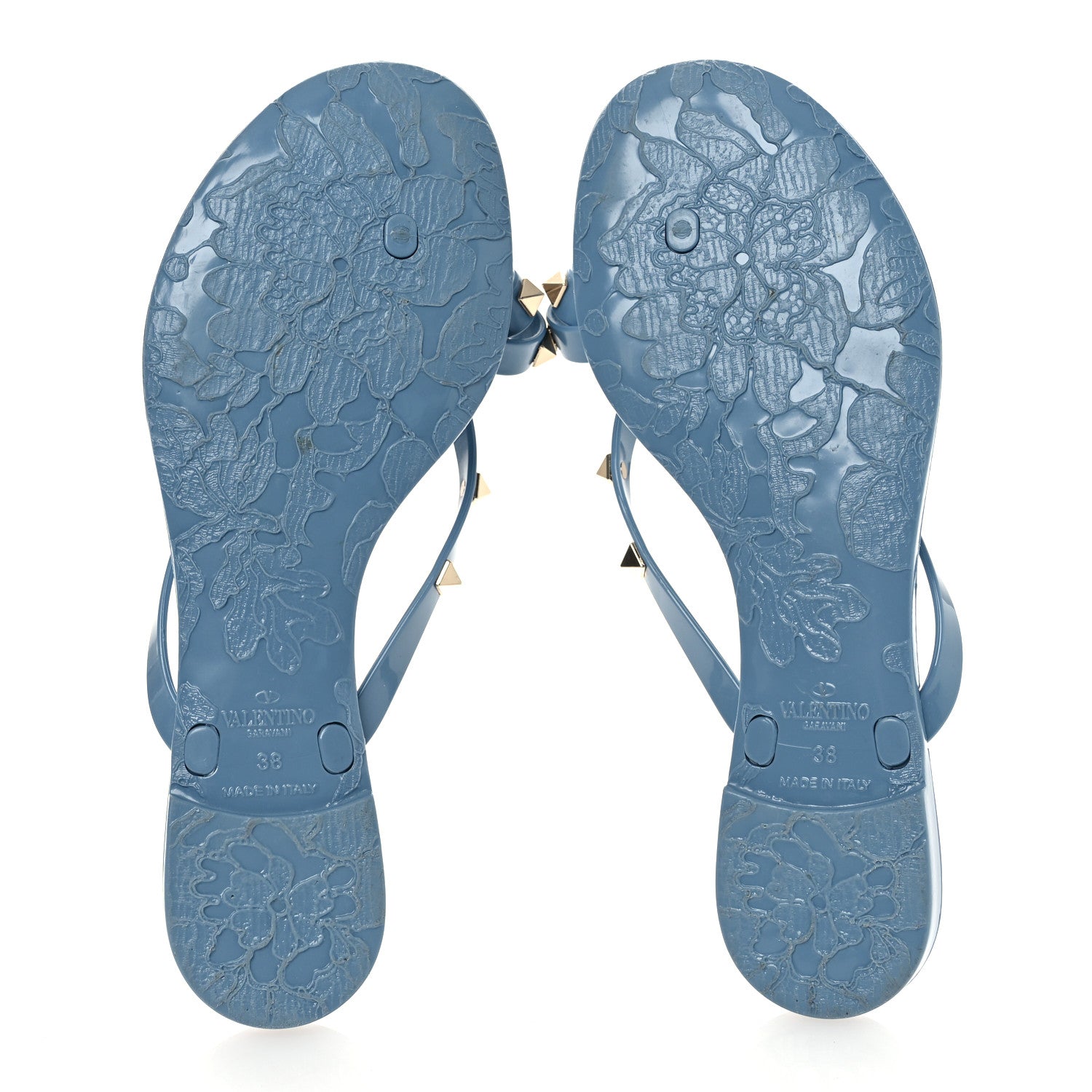 Valentino Garavani PVC Jelly Rockstud Bow Thong Sandals 38 Grey Sky 7 of 10