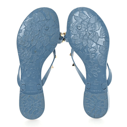 Valentino Garavani PVC Jelly Rockstud Bow Thong Sandals 38 Grey Sky 7 of 10
