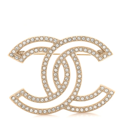 Chanel Crystal CC Brooch Light Gold 1 of 4