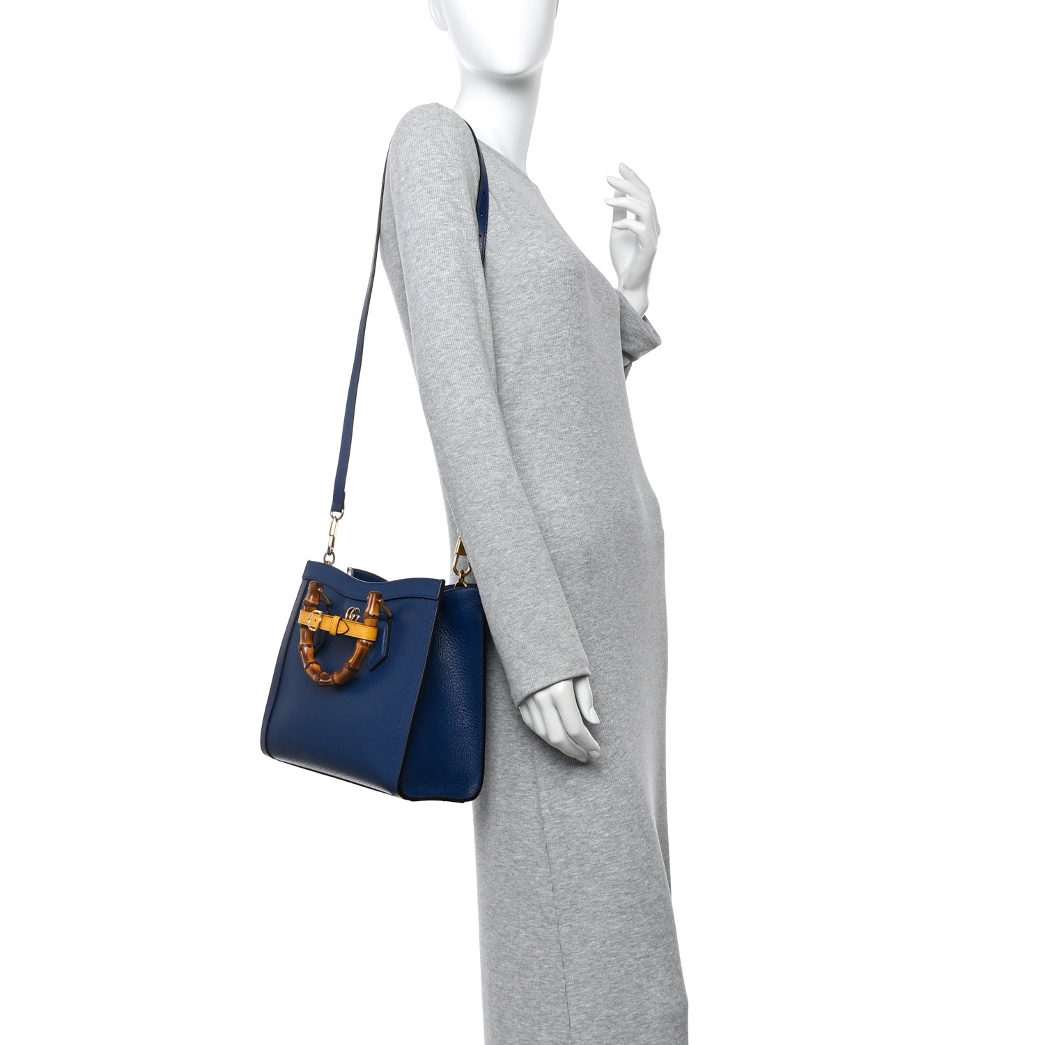 Gucci Textured Dollar Calfskin Web Small Diana Tote Bag Royal Crop 2 of 10