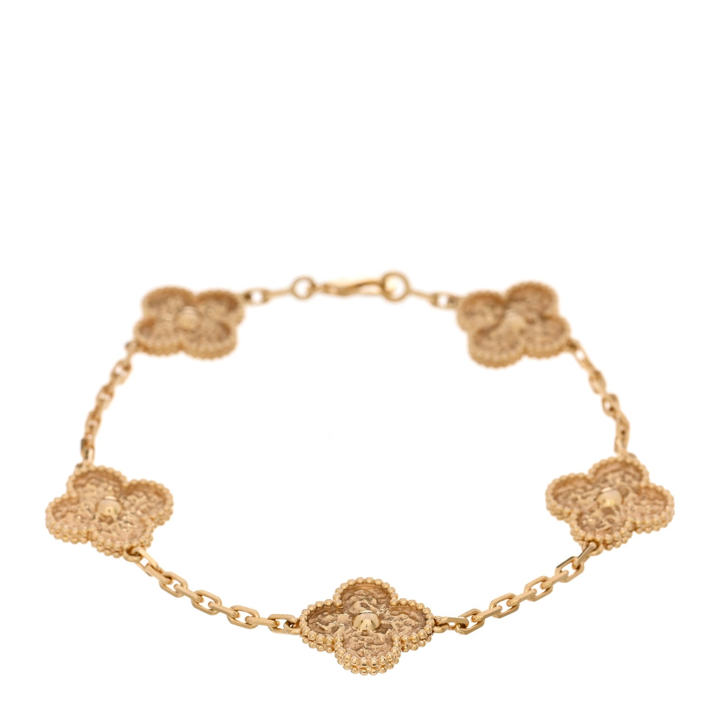 VAN CLEEF & ARPELS 18K Yellow Gold 5 Motifs Vintage Alhambra Bracelet