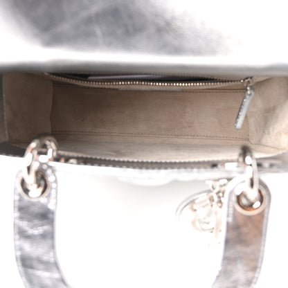Christian Dior Metallic Grained Calfskin Cannage Small Lucky Badges My Lady Dior Silver 5 of 10