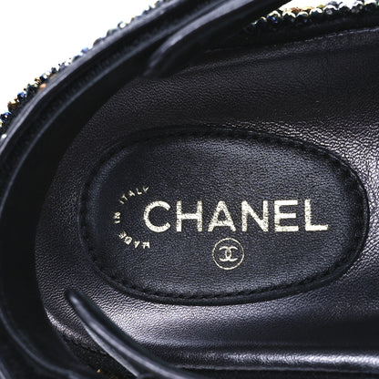 Chanel Grained Calfskin Crystal Velcro Dad Sandals 40 Black Multicolor 18 of 26