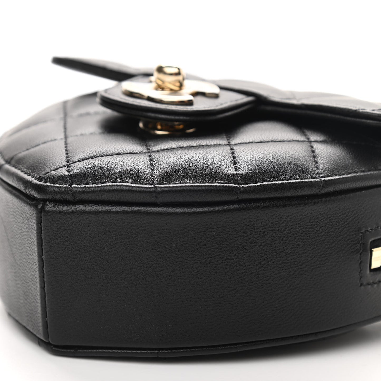 Lambskin Quilted CC In Love Heart Clutch With Chain Black