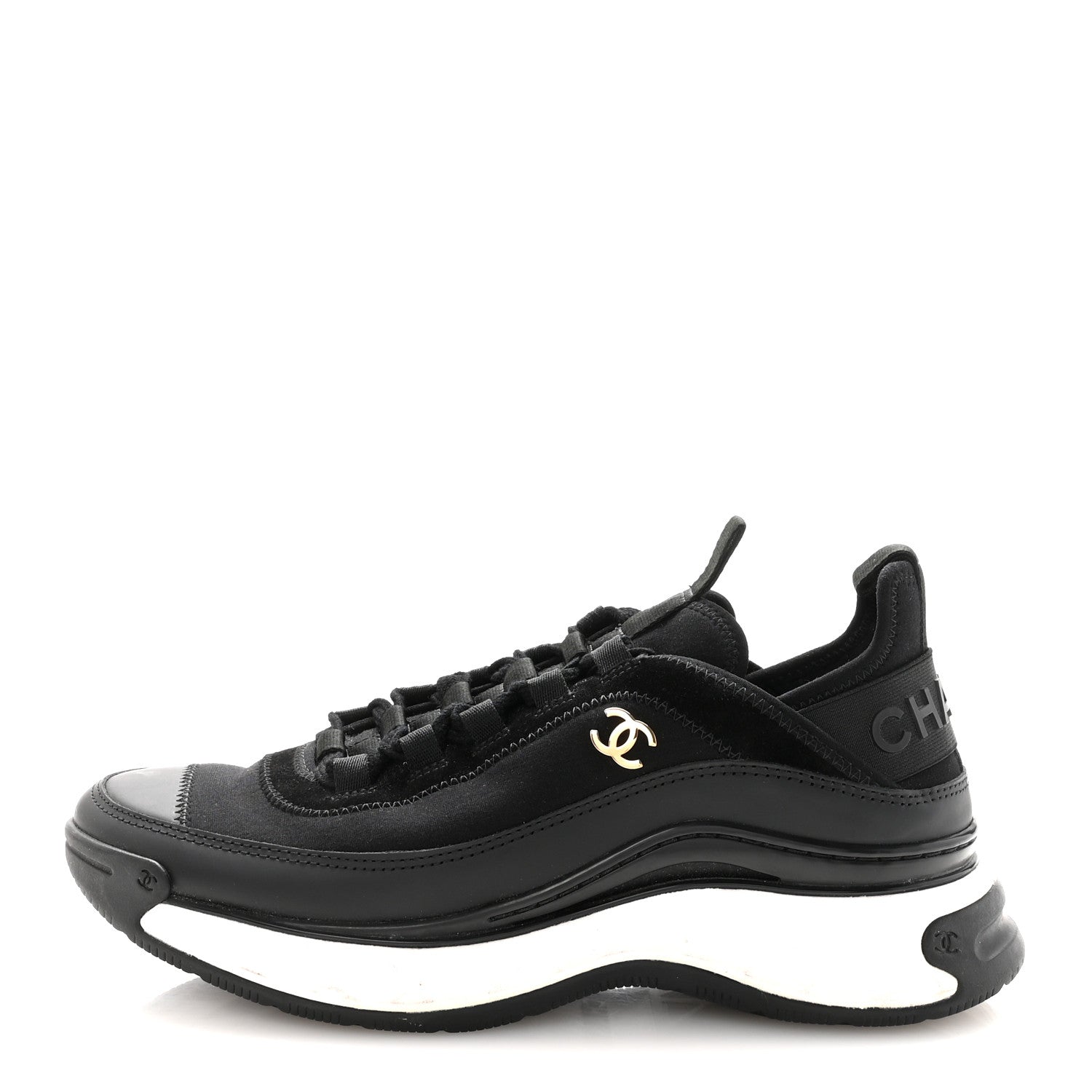 Chanel Velvet Calfskin Mixed Fibers CC Sneakers 39 Black 39 Black 1 of 10