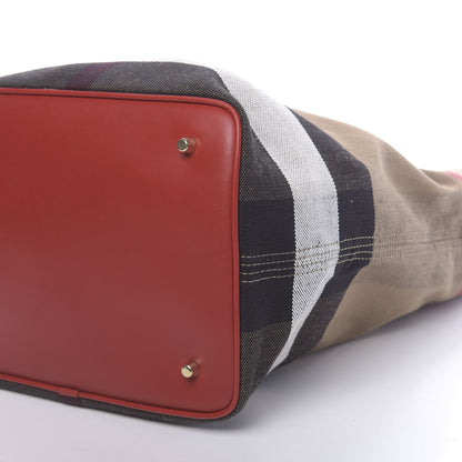 Burberry Canvas Mega Check Medium Ashby Hobo Cadmium Red 10 of 11