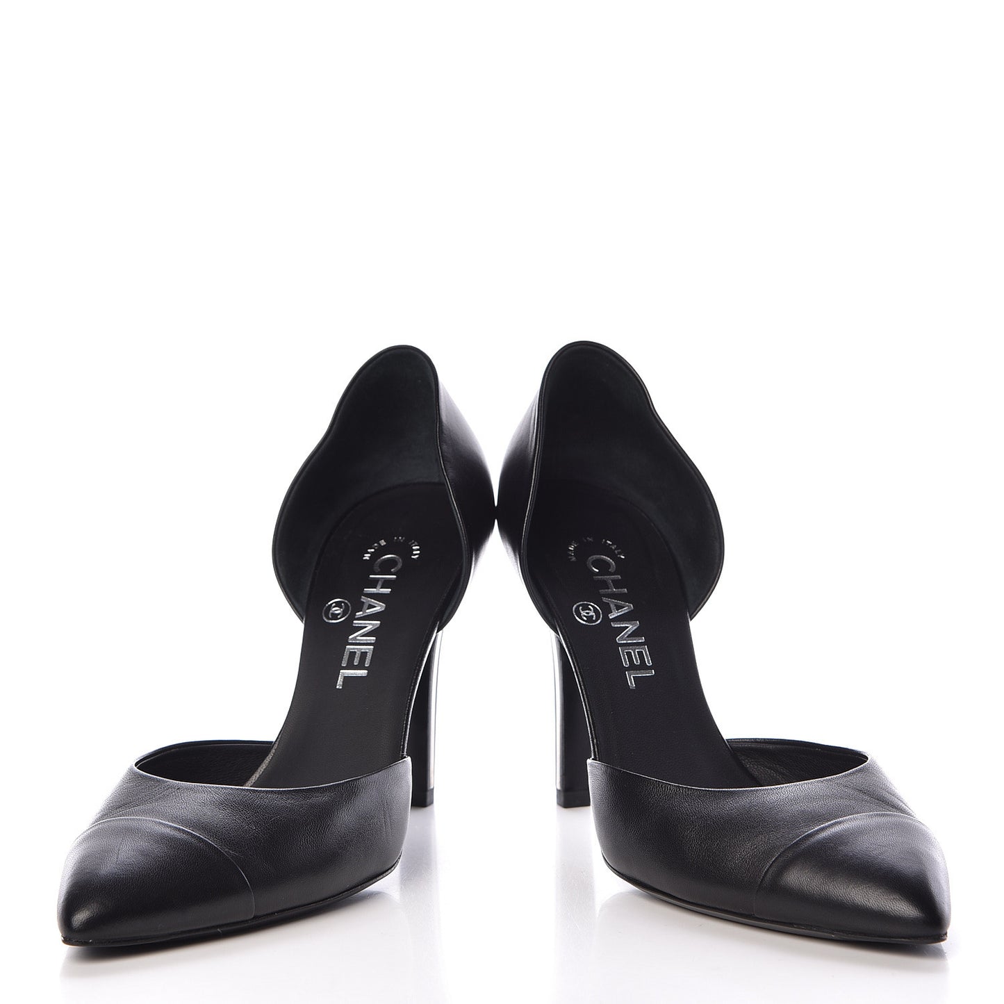Lambskin Cap Toe d'Orsay Pumps 38 Black