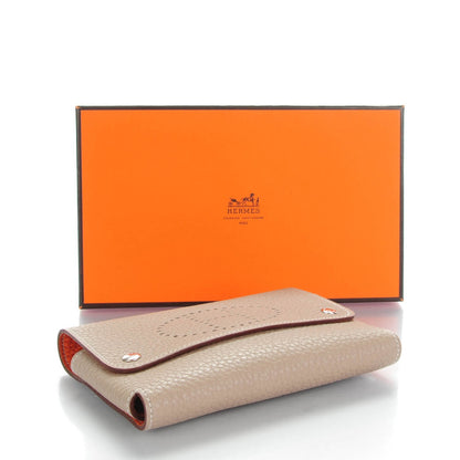 Hermes Taurillon Clemence Mises et Relances Playing Cards Holder Gris Tourterelle Orange 4 of 6