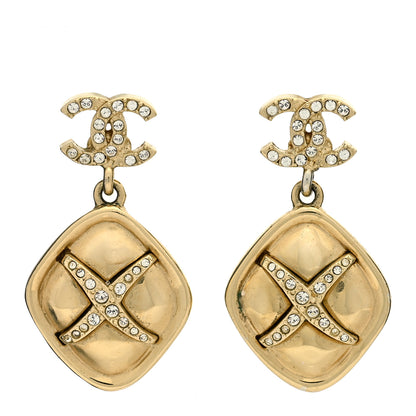 Chanel Crystal CC Drop Earrings Gold 1 of 4