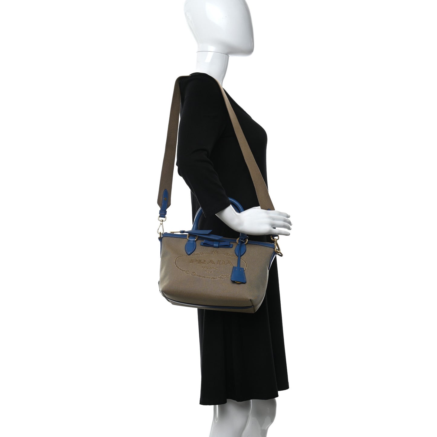 Jacquard Logo Handbag Corda Azzurro