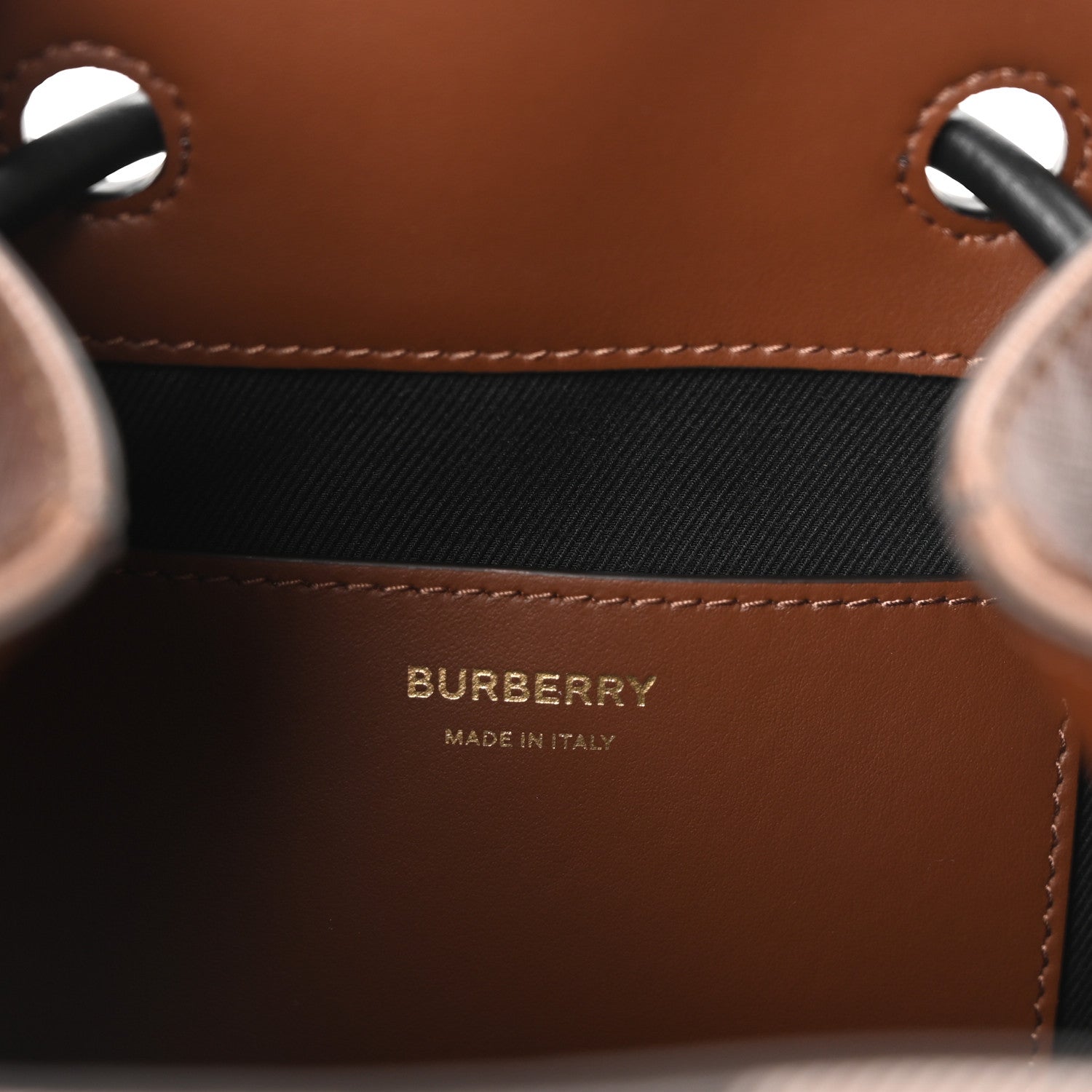 Burberry Giant Check Calfskin TB Bucket Bag Dark Birch 7 of 10