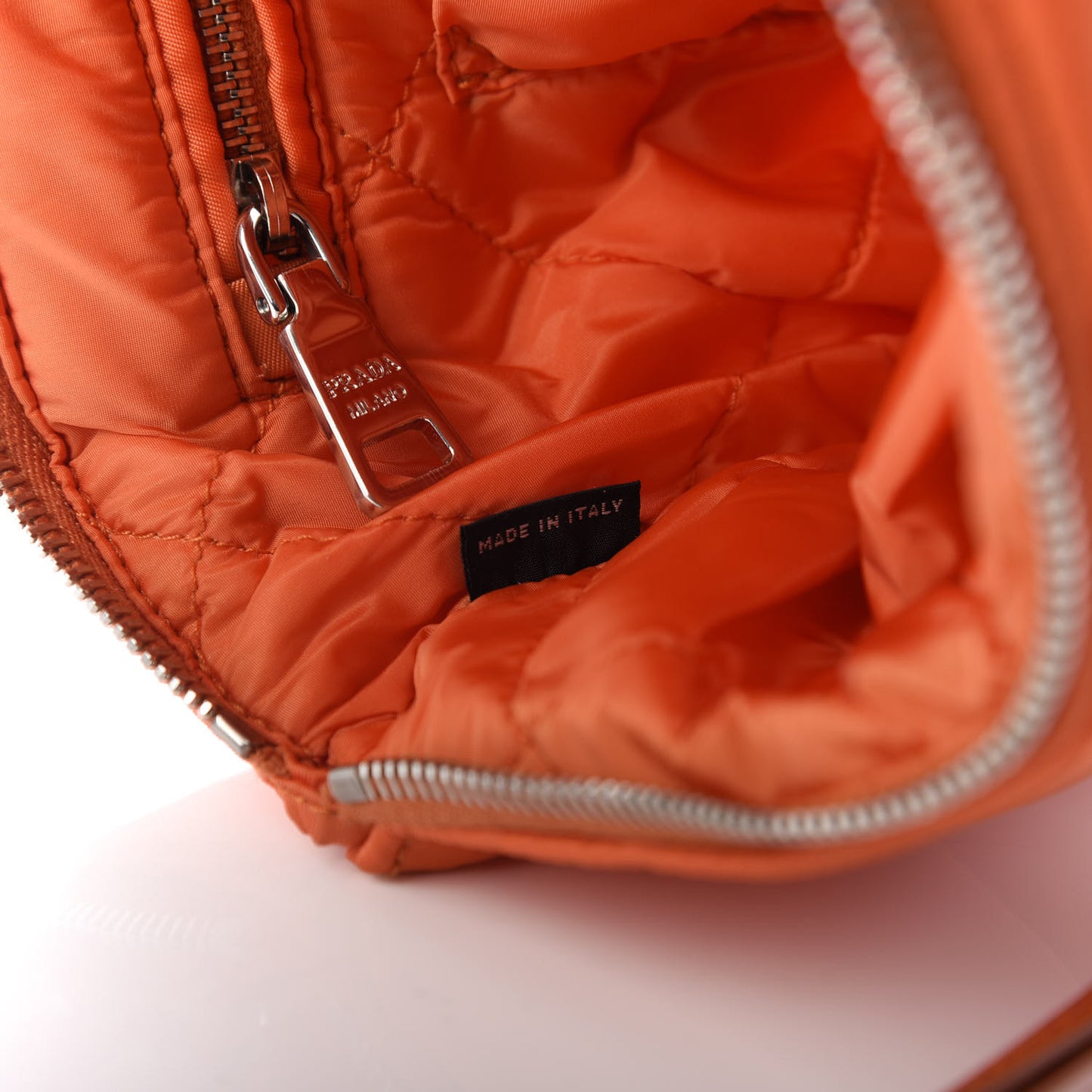 Tessuto Nylon Bomber Clutch Papaya