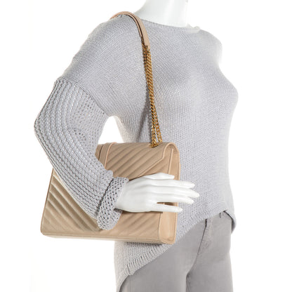 Saint Laurent Matelasse Chevron Monogramme Large Satchel Beige 2 of 9