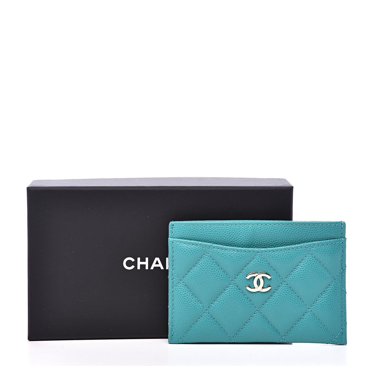 Chanel Caviar Quilted Card Holder Turquoise 9 of 9