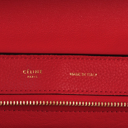 Celine Drummed Calfskin Suede Medium Trapeze Coquelicot 6 of 9