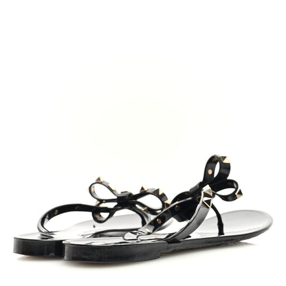 Valentino Garavani PVC Jelly Rockstud Bow Thong Sandals 39 Black 4 of 8