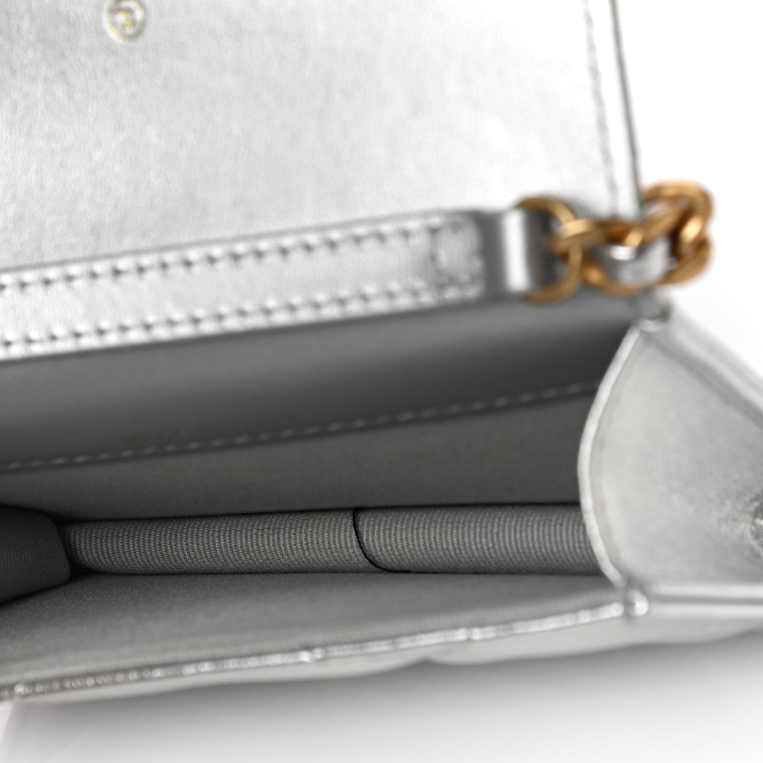 Chanel Metallic Lambskin Quilted Chanel 19 Flap Purse Vanity With Chain Silver 5 of 11
