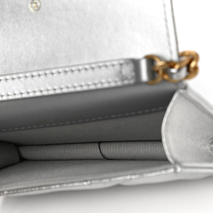 Chanel Metallic Lambskin Quilted Chanel 19 Flap Purse Vanity With Chain Silver 5 of 11