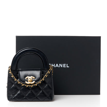 Chanel Shiny Aged Calfskin Quilted Mini Nano Kelly Shopper Black 11 of 11