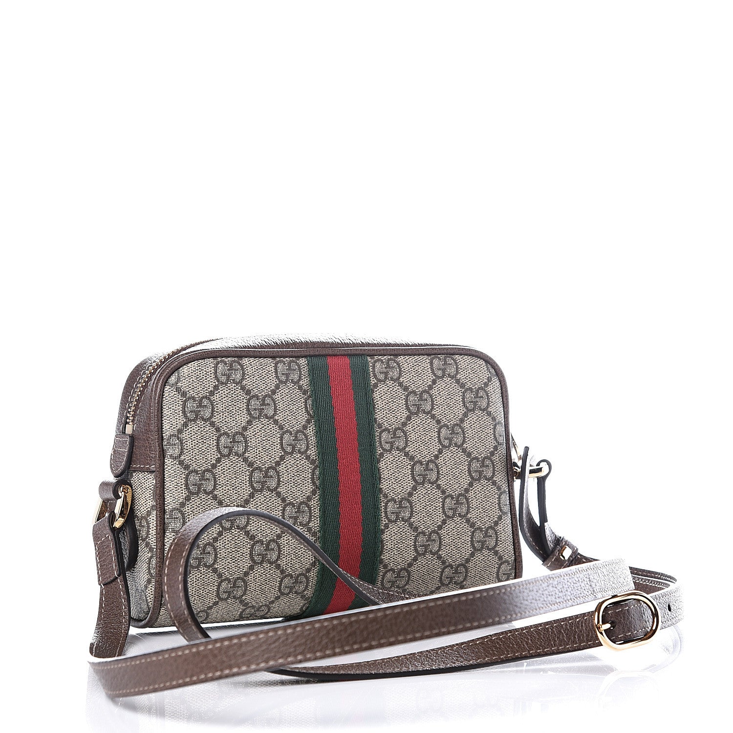 Gucci GG Supreme Monogram Web Mini Ophidia Shoulder Bag Brown 2 of 12