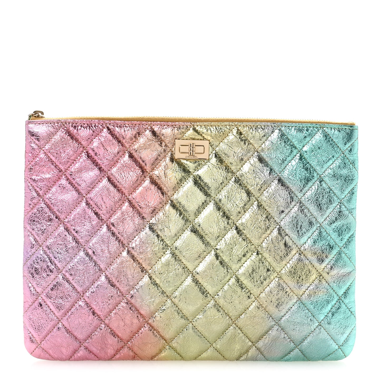 Metallic Goatskin Quilted Medium 2.55 Reissue Cosmetic Case Multicolor