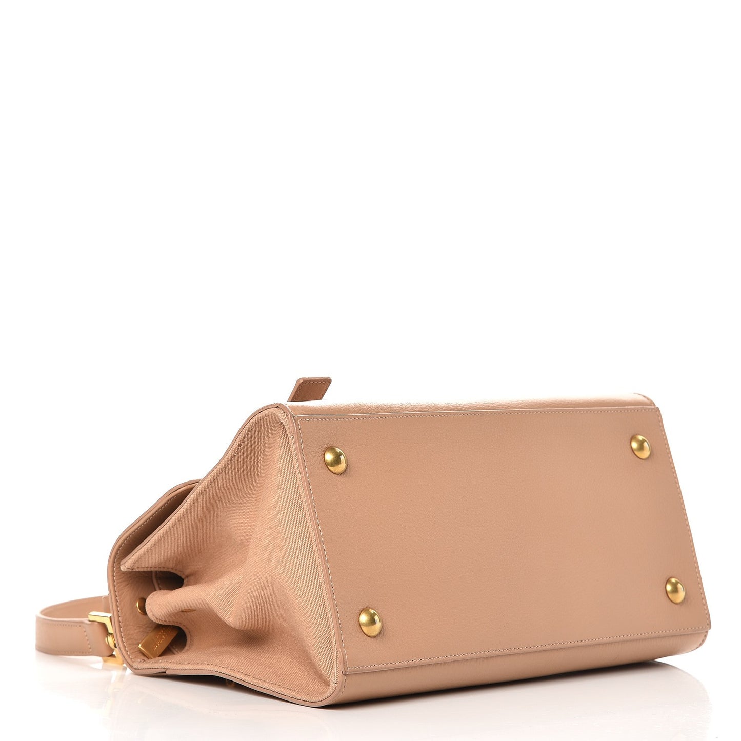 Calfskin Canvas Small Muse Two Beige