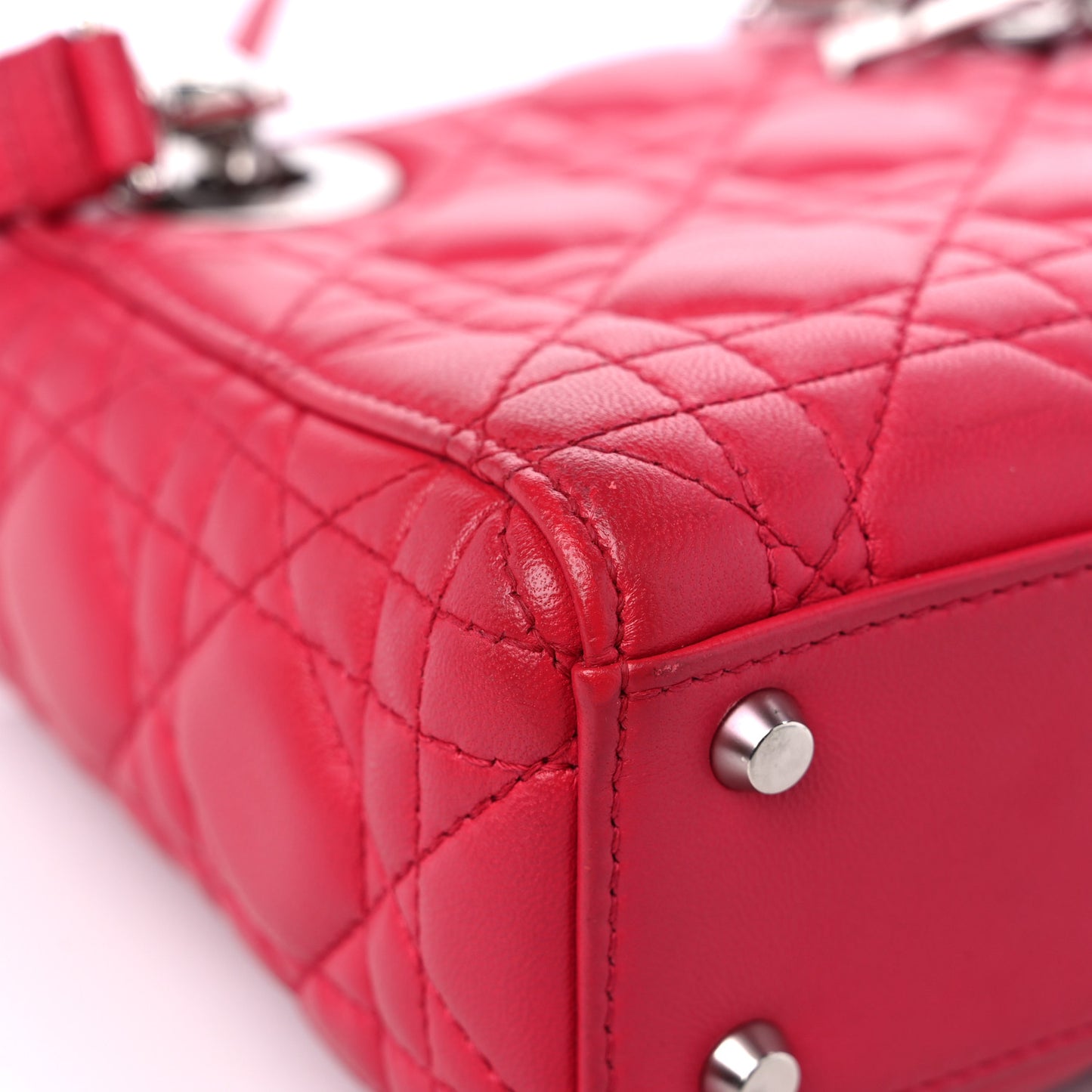 Lambskin Cannage Mini Lady Dior Fuchsia