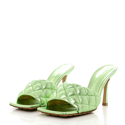 Bottega Veneta Metallic Nappa Reflection Matelasse Padded Mule Sandals 39 Pistachio 3 of 8