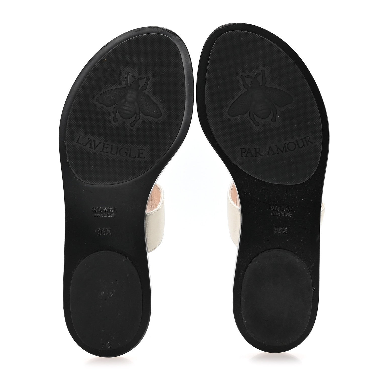 Gucci Calfskin GG Marmont Thong Sandals 36.5 Mystic White 6 of 7