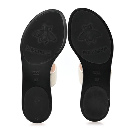 Gucci Calfskin GG Marmont Thong Sandals 36.5 Mystic White 6 of 7