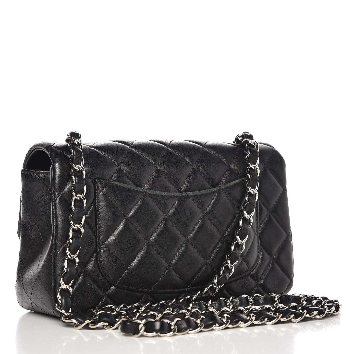 Lambskin Quilted Mini Rectangular Flap Black