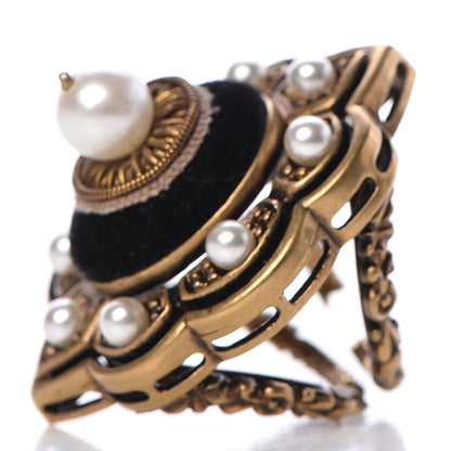 Gucci Metal Pearl Ring 6 Aged Gold 3 of 5