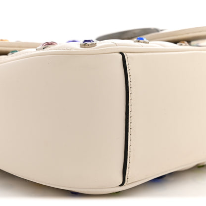 Gucci Calfskin Crystal Matelasse Aria Small GG Marmont Shoulder Bag Mystic White Multicolor 9 of 12