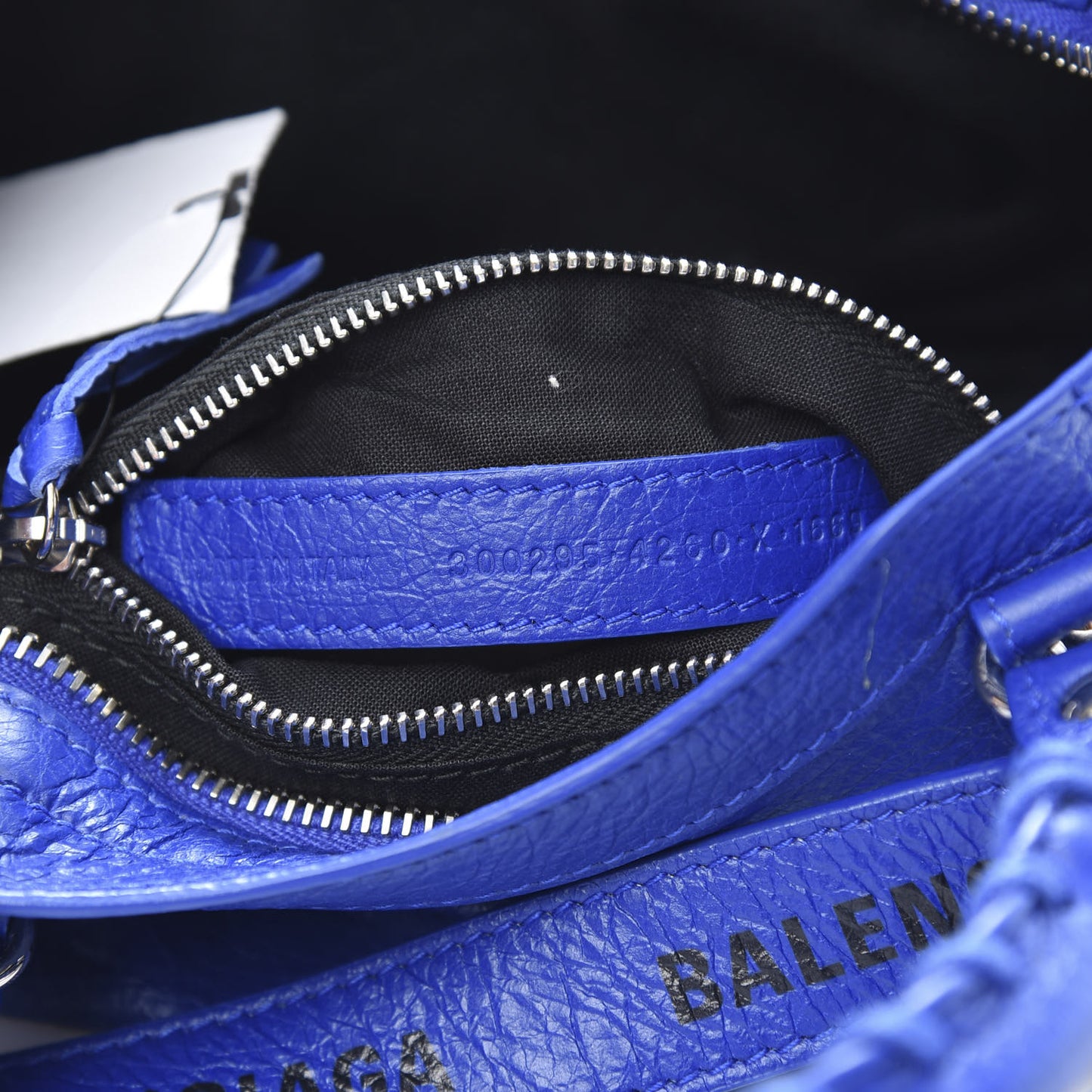 Agneau Classic Silver Hardware Mini City Logo Strap Bleu Electric Black