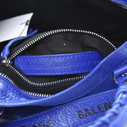 Balenciaga Agneau Classic Silver Hardware Mini City Logo Strap Bleu Electric Black 7 of 10