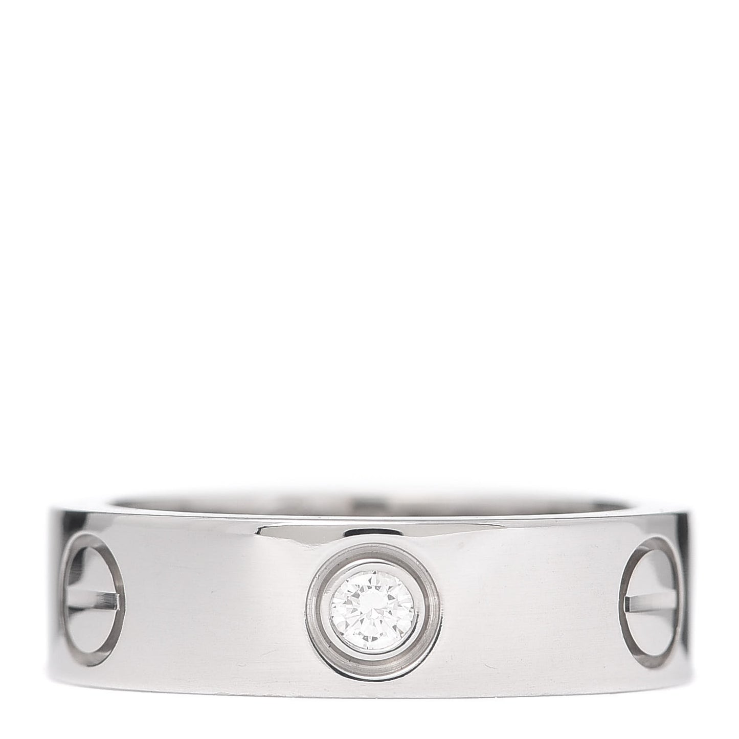 18K White Gold 3 Diamond 5.5mm LOVE Ring 52 6