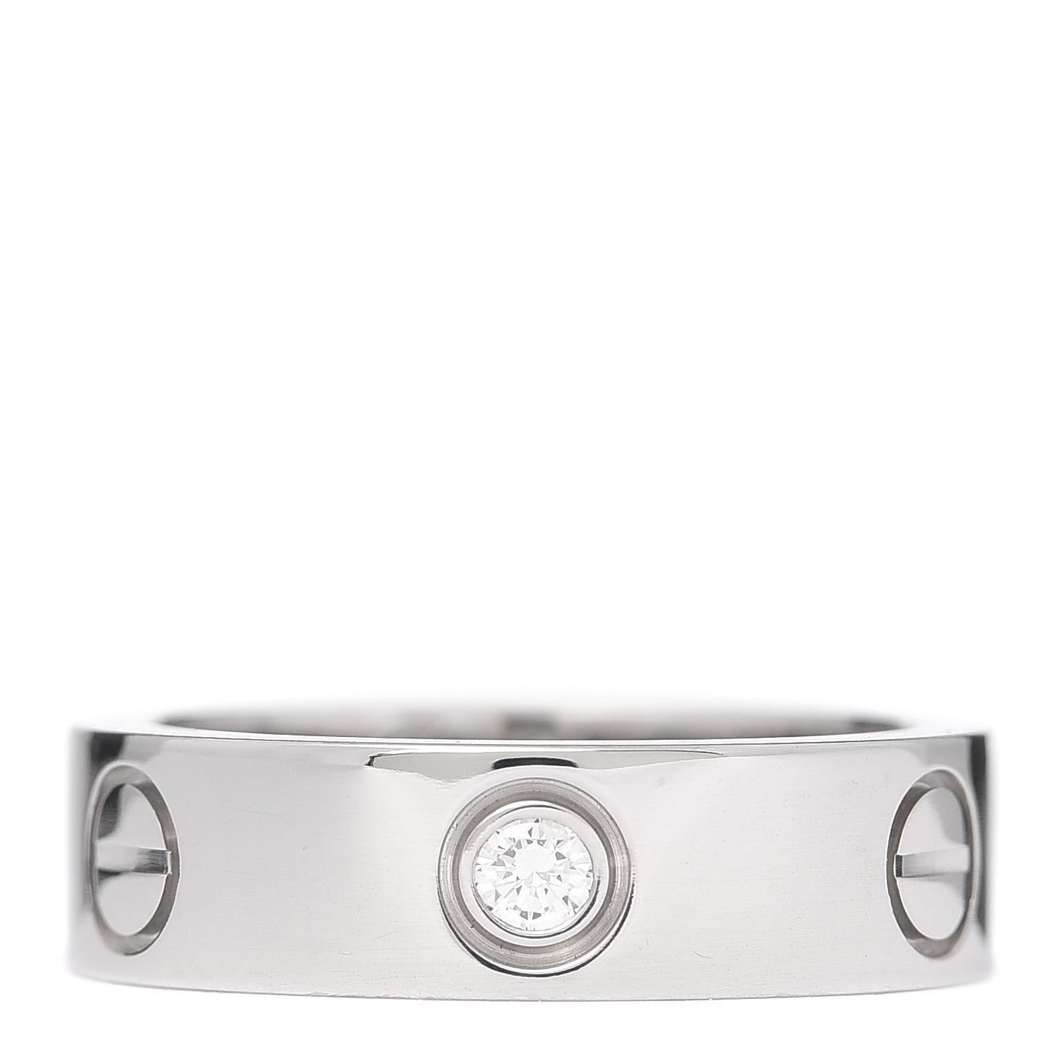 Cartier 18K White Gold 3 Diamond 5.5mm LOVE Ring 52 6 1 of 4