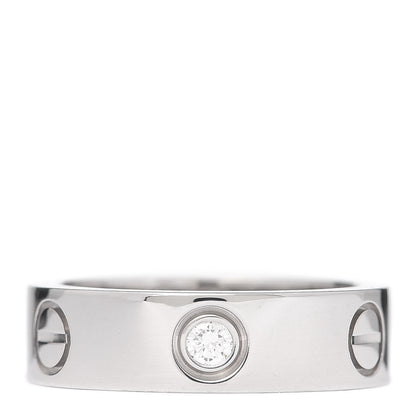 Cartier 18K White Gold 3 Diamond 5.5mm LOVE Ring 52 6 1 of 4