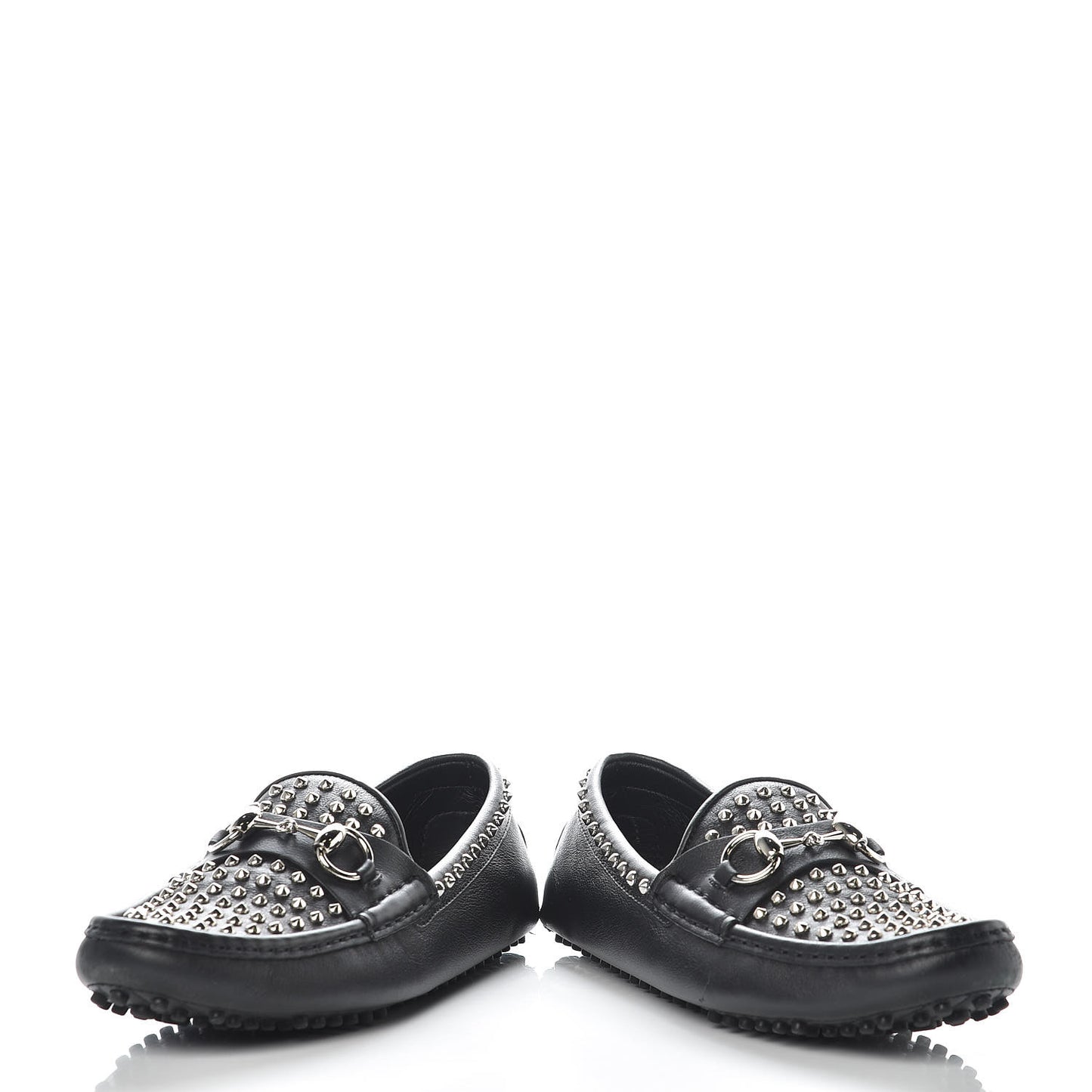 Calfskin Miro Soft Studded Womens Horsebit Driver Loafers 37 Black