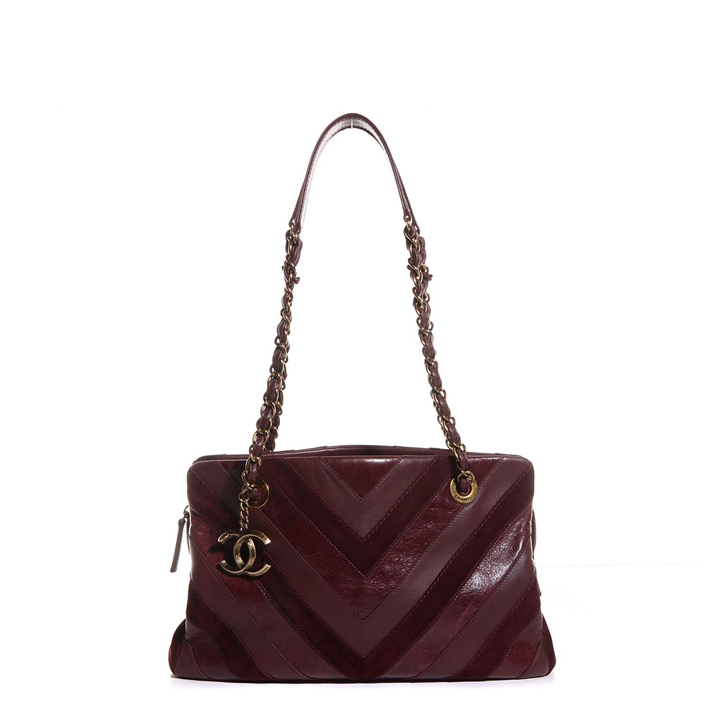 Suede Lambskin Glazed Calfskin Lady Vintage Tote Burgundy